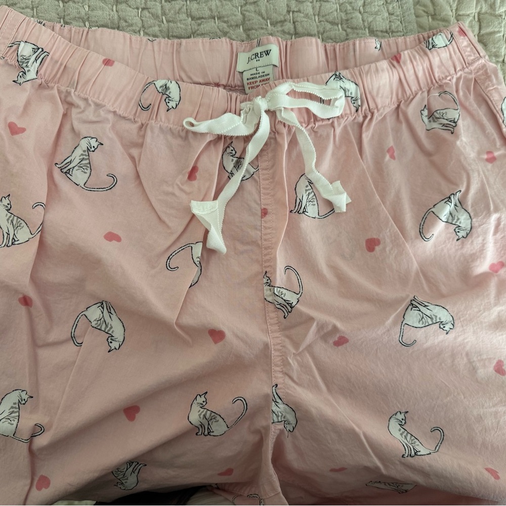 J. Crew Light Pink Cat Print Pajama bottoms